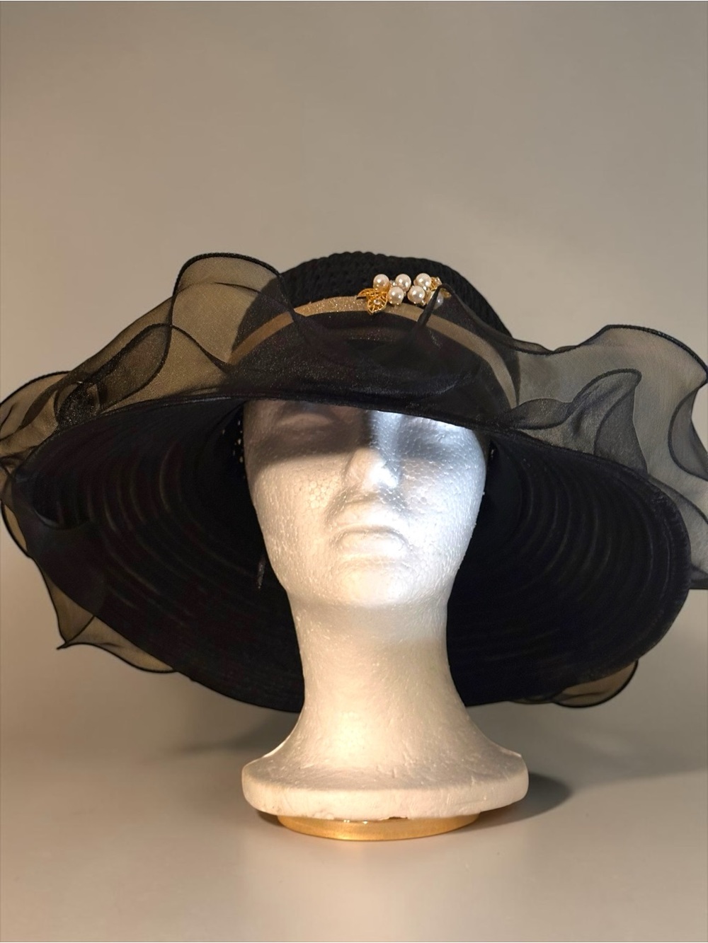 Women’s Fancy Black Hat Garden Party Wedding Homecoming Ascot Wedding NEW